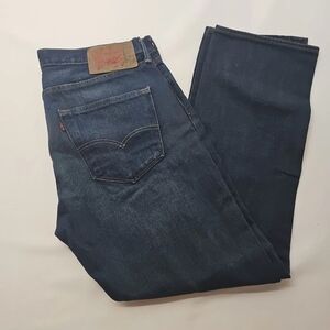 Levi's 501 Men's Denim Blue Jeans Button Fly Cotton 35 x 30 Dark Wash Distressed